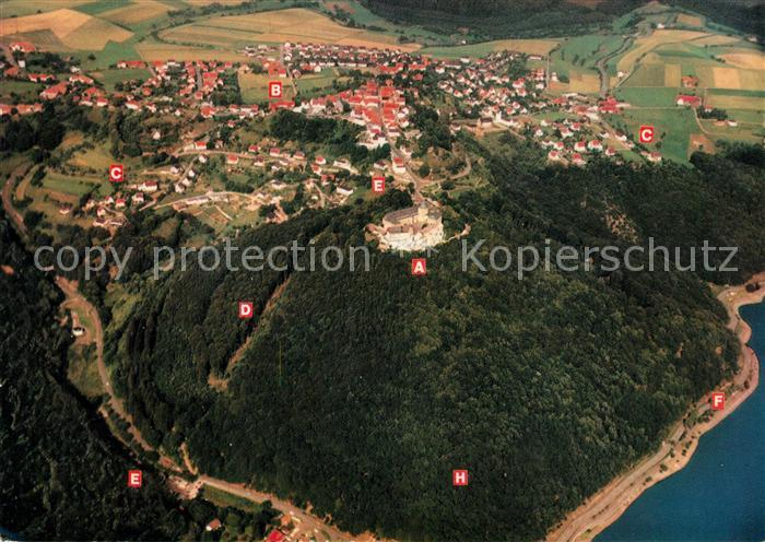 Waldeck Edersee Fliegeraufnahme mit Schloss Waldeck