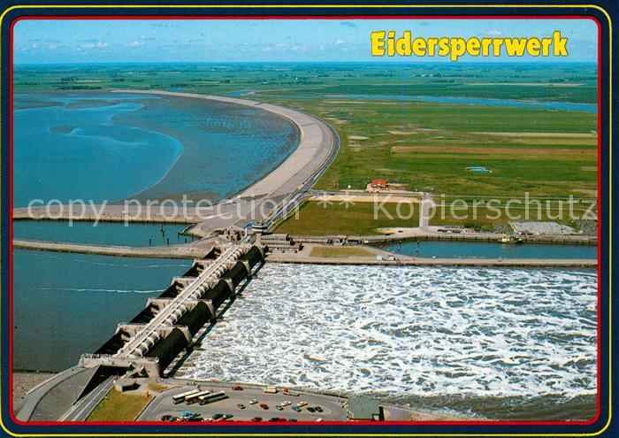 Eiderstedt Eiderdamm mit Sperrwerk Fliegeraufnahme