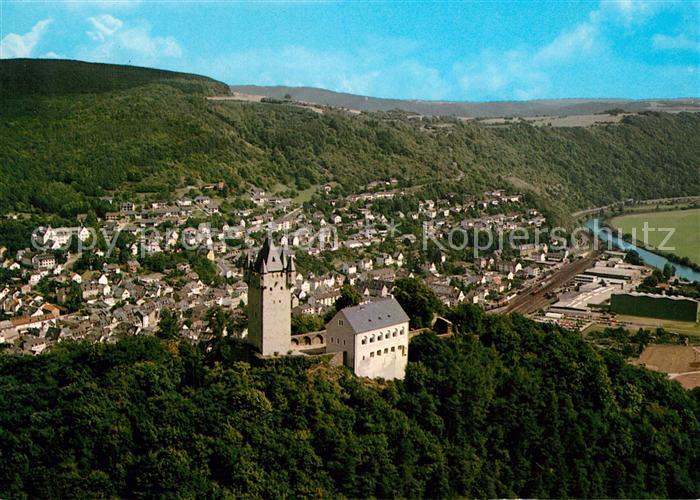 Nassau Bad Fliegeraufnahme mit Stammburg Nassau Oranien