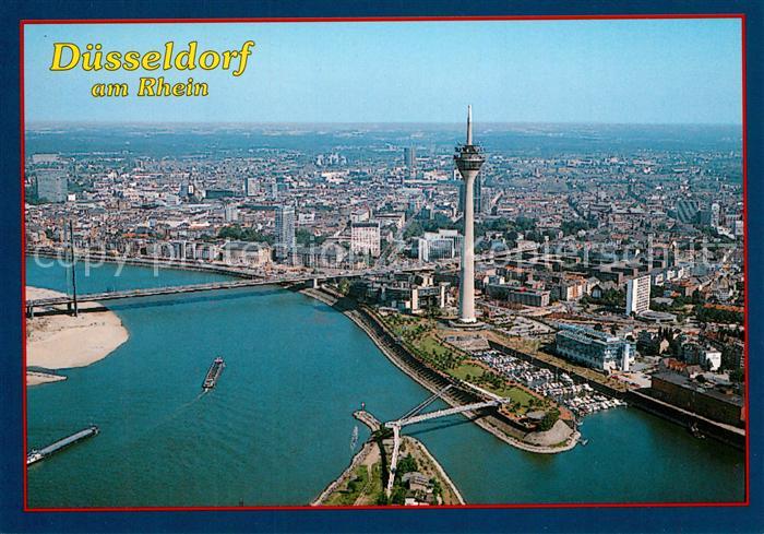 Duesseldorf Rheinpartie Fliegeraufnahme