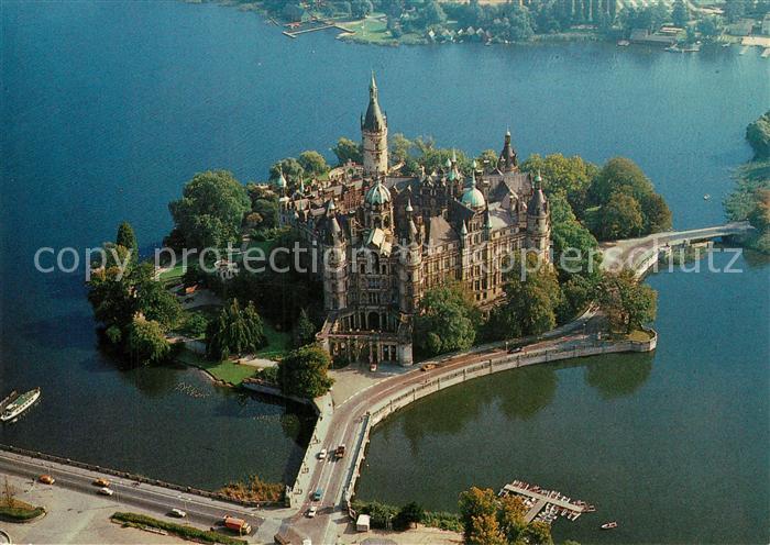 Schwerin Mecklenburg Schloss Insel Fliegeraufnahme
