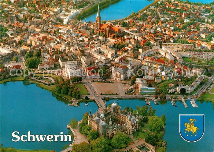 Schwerin Mecklenburg Zentrum Alt Schelf v Paulstadt und Schloss Fliegeraufnahme