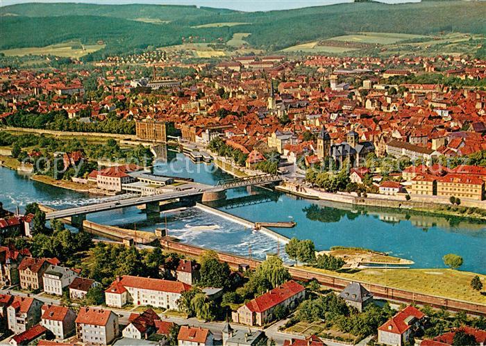 Hameln Weser Fliegeraufnahme mit Schachtschleuse