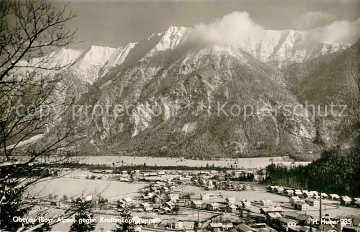 Oberau Loisach Winterpanorama gegen Krottenkopfgruppe Bayerische Voralpen