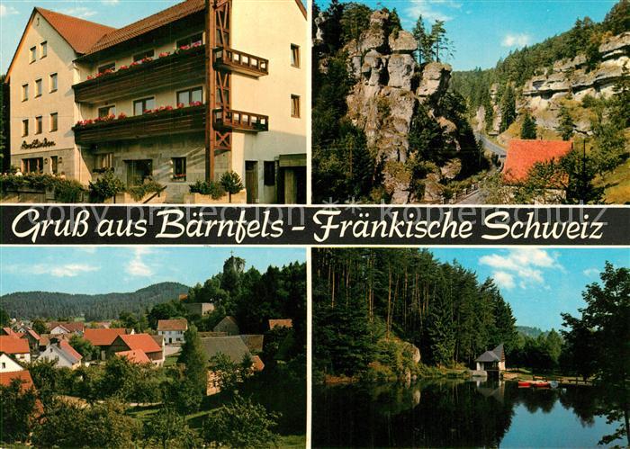 Baernfels Gasthof Pension Drei Linden See Landschaft Fraenkische Schweiz Felsen
