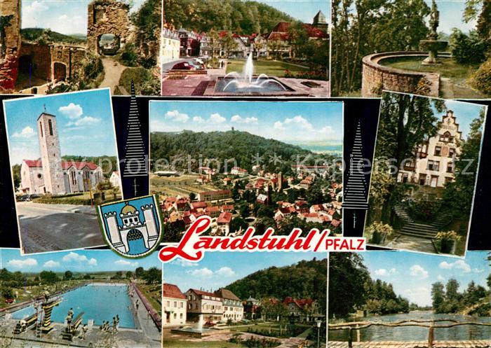 Landstuhl Burgruine Brunnen Kirche Freibad Park Kurvilla Stadtpanorama