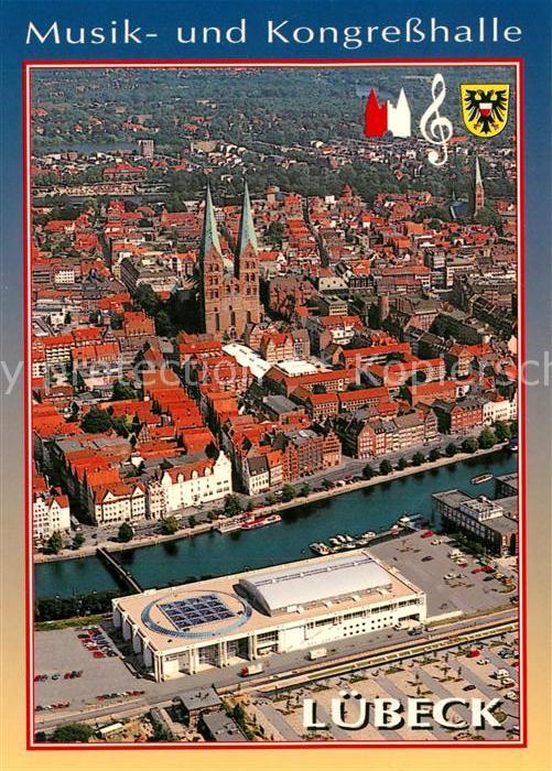 Luebeck Musik und Kongresshalle Altstadt St Marien Kirche Fliegeraufnahme