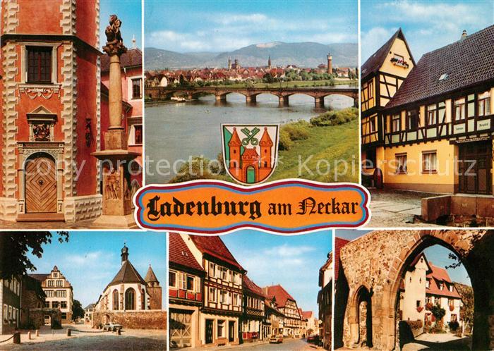 Ladenburg Altstadt Fachwerkhaeuser Kirche Stadtmauer Neckarbruecke