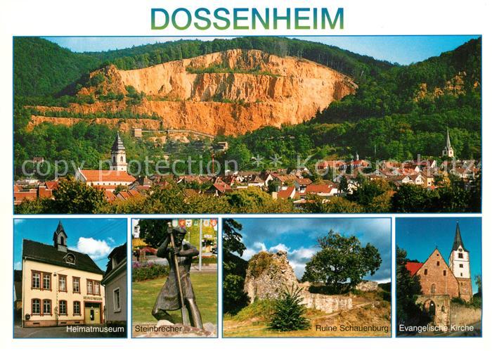 Dossenheim Stadtbild mit Steinbruch Museum Steinbrecher Denkmal Ruine Schauenbur