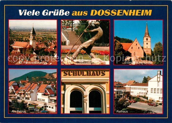 Dossenheim Kirche Steinbrecher Statue Schulhaus Rathaus Am Petrus