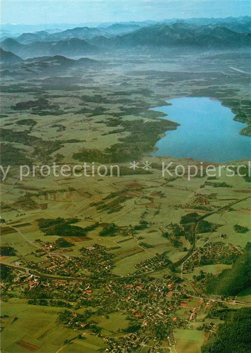 Bad Endorf Luftkurort mit Simssee Bayerische Alpen Fliegeraufnahme