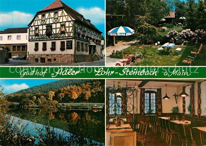 Steinbach Lohr Main Gasthof Pension Adler Uferpartie am Main Herbststimmung