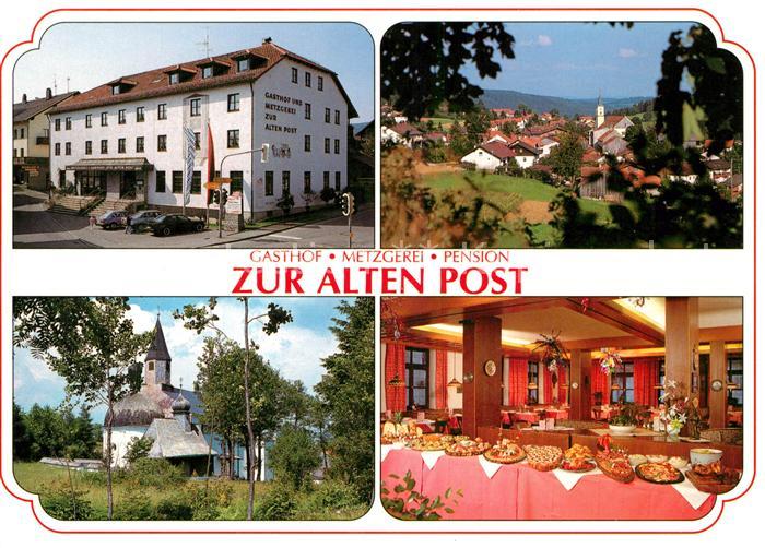 Bischofsmais Gasthof Pension Metzgerei Zur Alten Post Kirche Ortspanorama