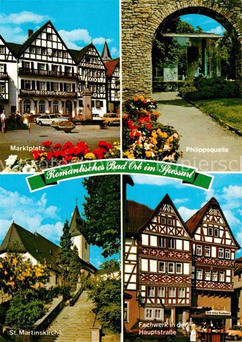 Bad Orb Marktplatz Philippsquelle St Martinskirche Fachwerkhaeuser Hauptstrasse