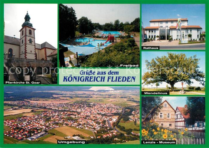 Flieden Umgebung Fliegeraufnahme Freibad Rathas Wendelinus Lenzis Museum Kirche