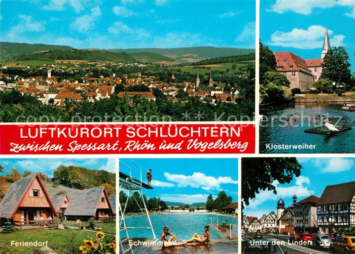 Schluechtern Panorama Luftkurort Klosterweiher Feriendorf Schwimmbad Unter den L