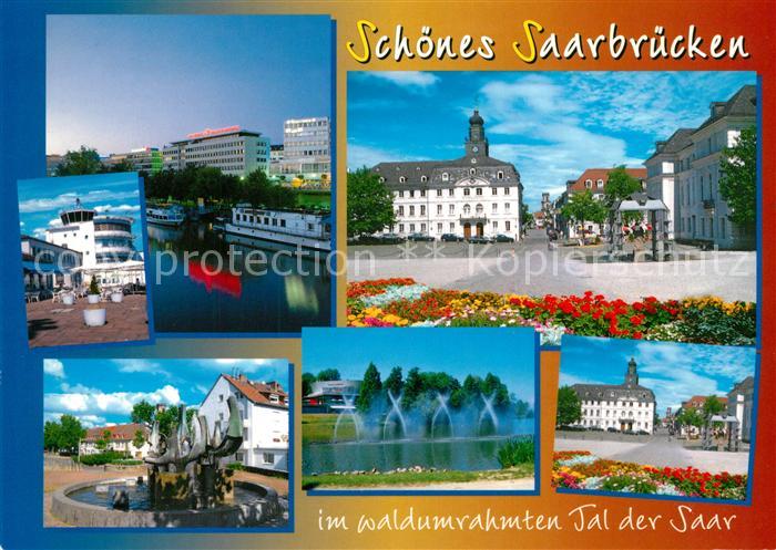 SAARBRueCKEN Saarland Saar Ausflugsdampfer Brunnen Wasserspiele Innenstadt
