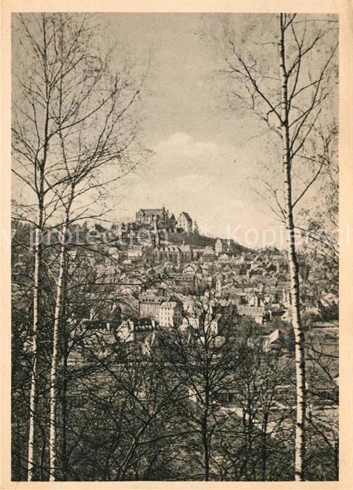 Marburg Lahn Blick von der Bismarck Promenade Stadtbild mit Schloss