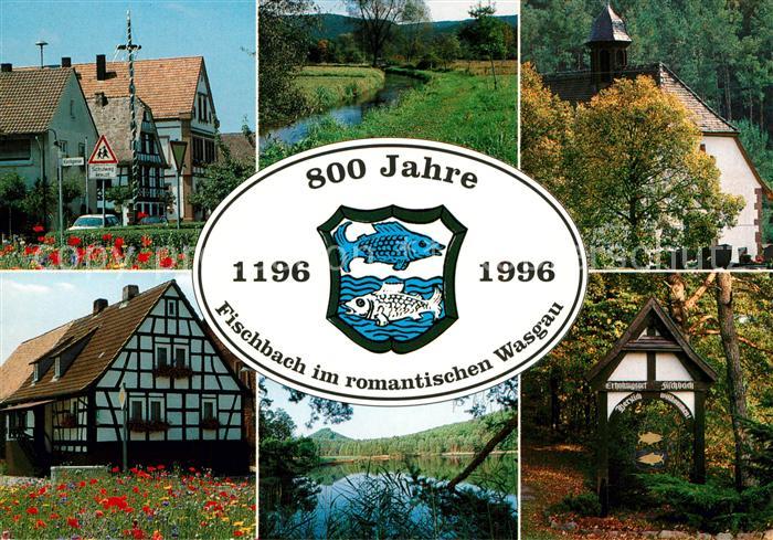 Fischbach Dahn Landschaftspanorama Wasgau Ortsmotiv mit Maibaum See Fachwerkhaus