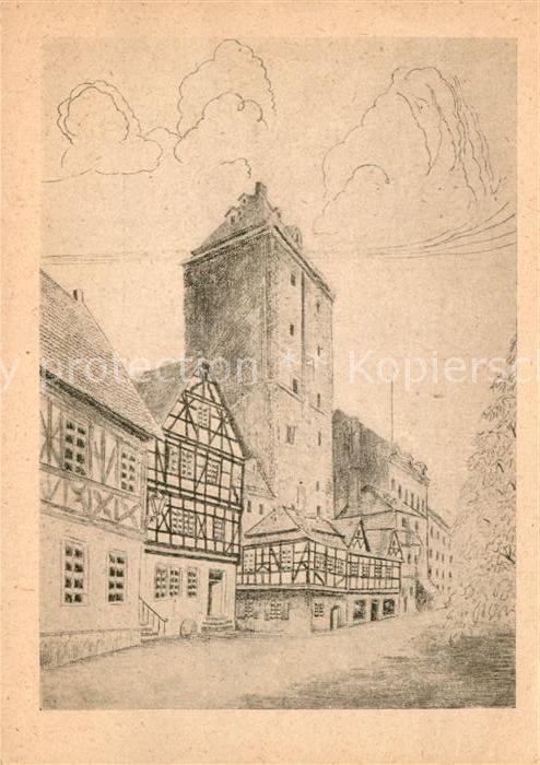 Mayence Tour de Fer Eiserner Turm Zeichnung Kuenstlerkarte