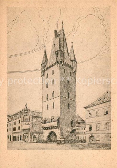 Mayence Tour de Bois Holzturm Zeichnung Kuenstlerkarte
