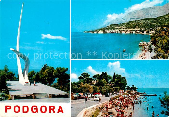 Podgora Panorama Kueste Strand Denkmal Galebova Krila