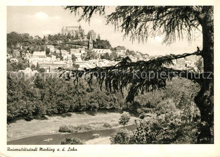 Marburg Lahn Blick zur Altstadt mit Schloss Universitaetsstadt