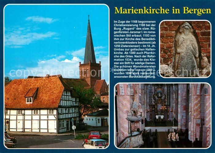 Bergen Ruegen Marienkirche Innenansicht Kanzel Altar Heiligenfigur