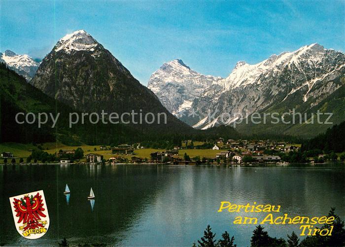 Pertisau Achensee Blick ueber den See Alpenpanorama