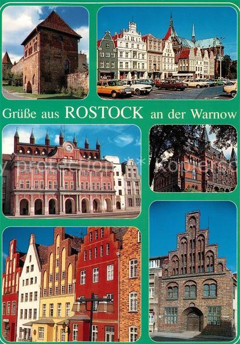 Rostock Teilansichten Hansestadt Kuhtor Markt Rathaus Staendehaus Wokrenter Stra