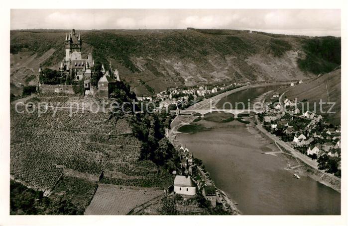 Cochem Mosel Burg Mosel Neue Bruecke Blick ovn den Drei Kreuzen