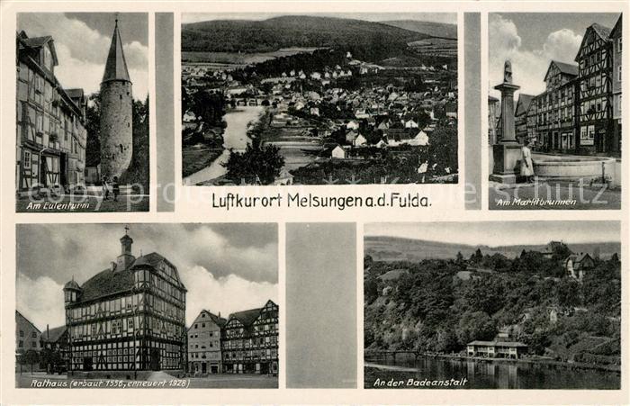 Melsungen Fulda Eulenturm Marktbrunnen Rathaus Badeanstalt