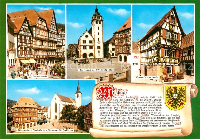 Mosbach Baden Hauptstrasse Rathaus Marktplatz Haus Kickelhain Palmsches Haus San