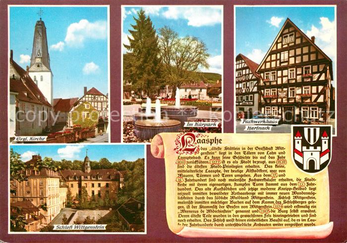Laasphe BAD LAASPHE NRW Kirche Schloss Wittgenstein Fachwerkhaus Hartnach Kurpar