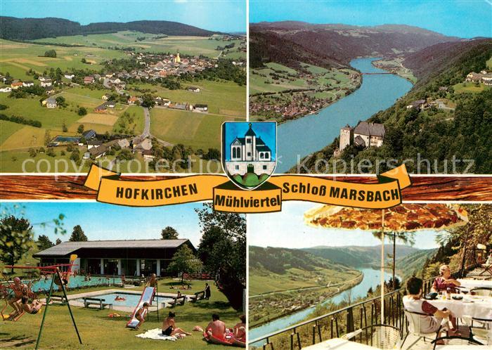 Hofkirchen Muehlkreis Fliegeraufnahme Schwimmbad Terrasse Schloss Marsbach