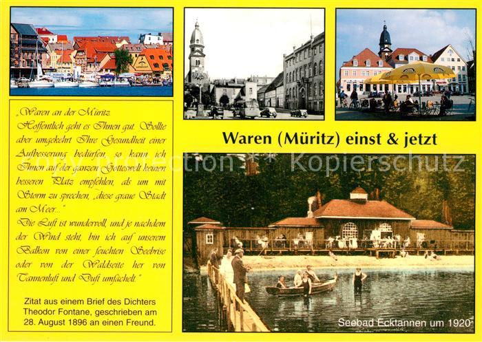 Waren Mueritz Seebad Ecktannen 1920 Hafen Marktplatz Kirche
