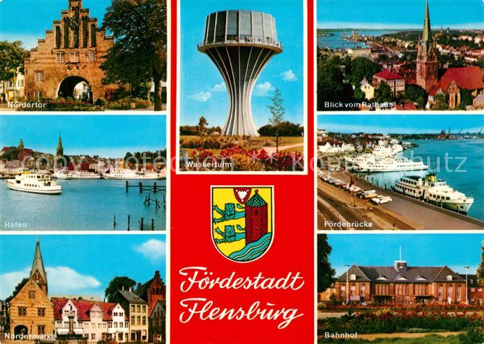 Flensburg Nordertor Wasserturm Hafen Foerderbruecke Bahnhof Nordermarkt