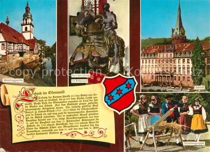 Erbach Odenwald Muemlingpartie Turnierruestung im Rittersaal Schloss Trachtengru