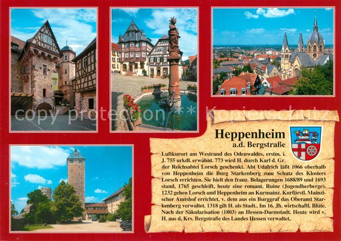 Heppenheim Bergstrasse Kurmainzer Amtshof Marktplatz uebersicht Starkenburg