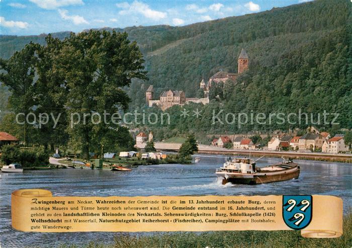 Zwingenberg Neckar Partie am Neckar mit Burg