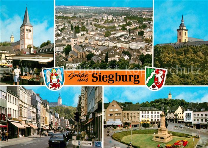 Siegburg Kirche Fliegeraufnahme Schloss Fussgaengerzone Stadtplatz