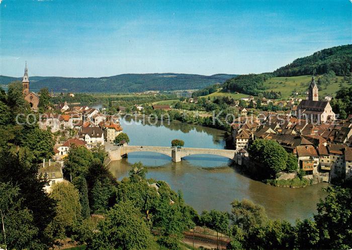 Laufenburg Baden Blick vom Dreispitz auf die Rheinbruecke