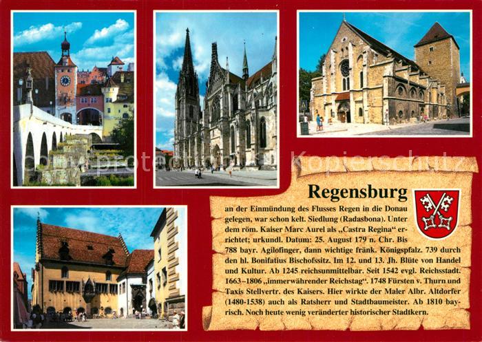 REGENSBURG Bayern Steinerne Bruecke Dom St Ulrich Altes Rathaus