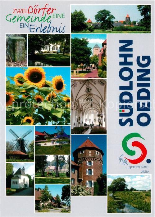 Oeding Teilansichten Kirche Inneres Turm Kanal Windmuehle