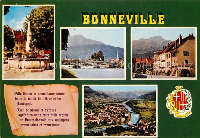 Bonneville Haute-Savoie Brunnen Bruecke Strasse Panorama