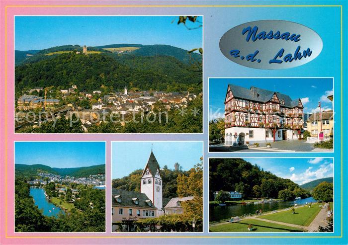 Nassau Bad Panorama Lahnpartie Kirche Fachwerk Rathaus