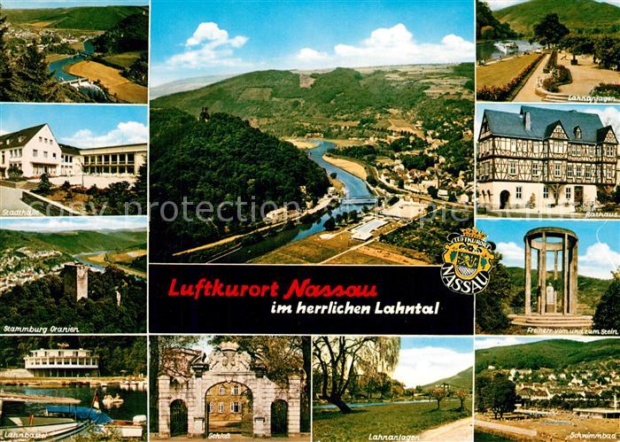 Nassau Bad Stadthalle Stamburg Oranien Panorama Lahnanlagen Freiherr vom und zum