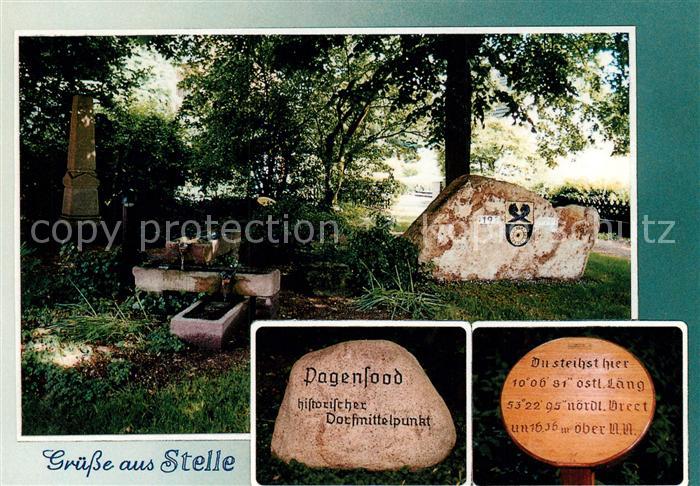 Stelle Park Gedenksteine Standort Schild Laengen und Breitengrad