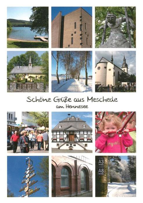 Meschede Hennesee Skulptur Kirchen Fussgaengerzone Spielplatz Maibaum Rathaus