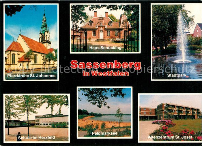 Sassenberg Pfarrkirche St Johannes Haus Schuecking Stadtpark Schule im Herfeld F